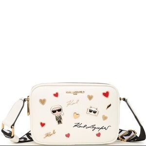 Karl Lagerfeld White Crossbody Bag with Gold Hardware